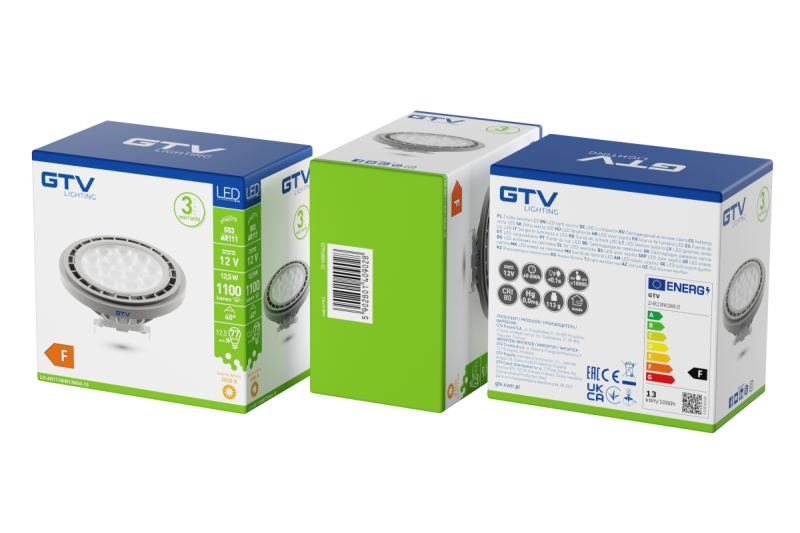 LED LIGHT SOURCE, A-G, AR111, 3000K, G53, 12,5W, DC12V, 40°, 1100lm, grey 1208962622