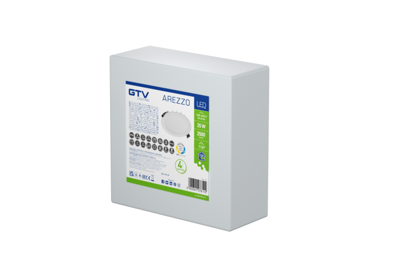 LED luminaire AREZZO,25W,2500lm,AC220-240V,50/60 Hz,PF>0,9,Ra≥80,IP54,IK08,110°,CCT(3000/4000/6400K) 1208962630