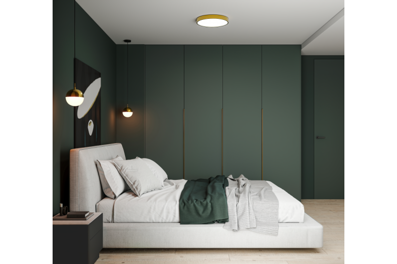 Ceiling lamp ATOL LED, Ø400mm, 4000K, 32W, 2560lm, AC220-240V, 50/60 Hz, PF>0,9, IP54, gold, 3y 1208962645