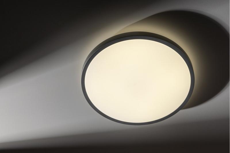 Ceiling lamp ATOL LED, Ø400mm, 3000K, 32W, 2560lm, AC220-240V, 50/60 Hz, PF>0,9, IP54, silver, 3y 1208962646