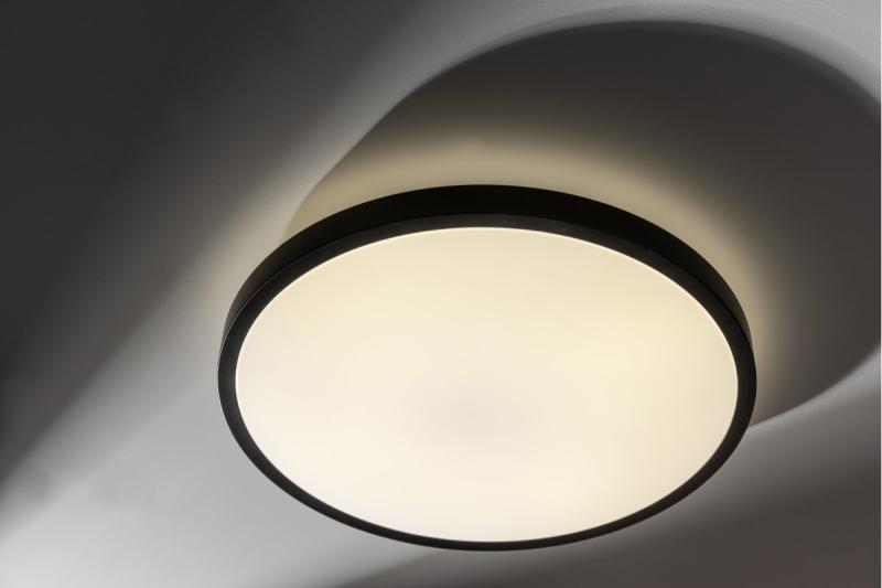 Ceiling lamp ATOL LED, Ø400mm, 3000K, 32W, 2560lm, AC220-240V, 50/60 Hz, PF>0,9, IP54, black, 3y 1208962647