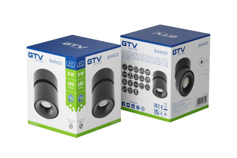 Decor LED armatuur BIANCO 8W 680lm AC220-240V 50/60 Hz PF>0 9 Ra≥80 IP20 IK06 36° 4000K rond zwart. 1208962672