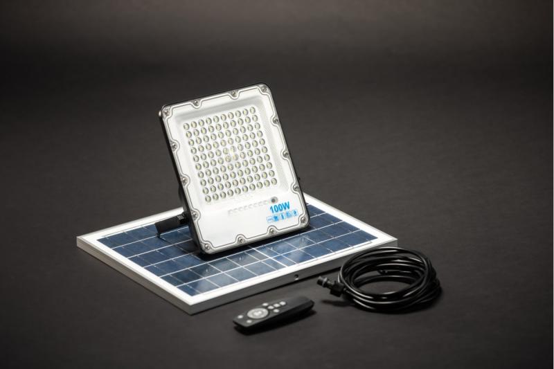 Solar LED floodlight BRAVOS, 100W, 1000lm, 6400K, IP65, 120°, solar panel, remote control, 3y 1208962681