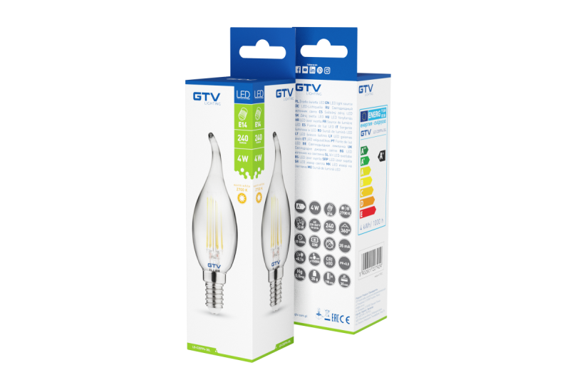Decorative LED light, FILAMENT, C35L, 27006, E14, 4W, 240lm, AC220-240V/ 50-60Hz, RA>80, 360° 1208962696