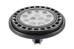LED light source. ES111, 12W, GU10, 950 lm, AC220-240V, 50-60Hz, 45°, 104mA, 3000K, black, b.w., 65mm 1208962734