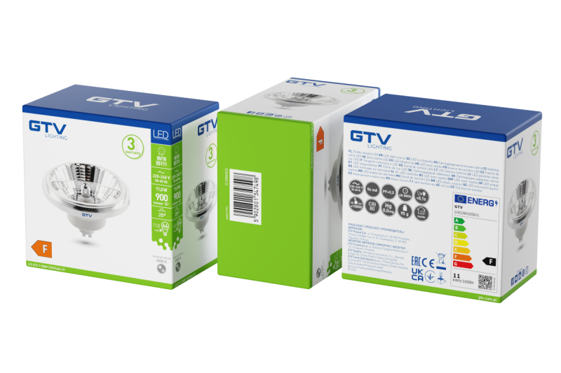 LED LIGHT SOURCE, A-G, ES111, 4000K, GU10, 11,0W, AC220-240V, 25°, 900lm, 96mA, chrome 1208962743