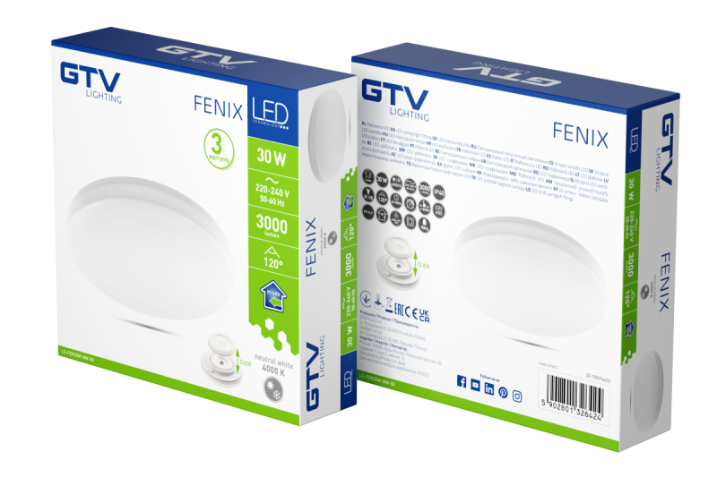 Ceiling lamp FENIX LED, Ø345mm, 4000K, 30W, 3000lm, AC220-240V, 50/60Hz, PF>0,9, IP40, 3y 1208962762