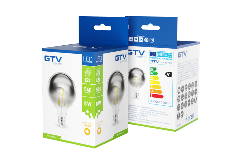 Decorative LED light, FILAMENT, G95, 2700K, E27, 8W, 540lm, AC220-240V/ 50-60Hz, RA>80,360° 1208962805