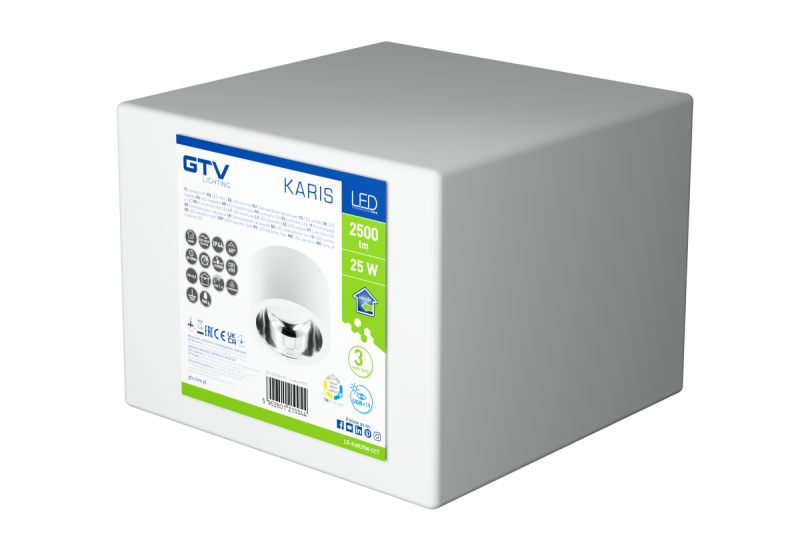 LED fixture KARIS,25W,max 2500lm,AC220-240V,50/60Hz,60°,IP44,3000/4000/6400K,surface mounted,UGR<19,white 1208962881
