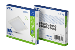 LOUIS LED downlight, IP54, 24W, 1920lm, AC176-264V, 50/60Hz, 120°,4000K, recessed, square 1208962928
