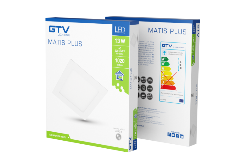 MATIS PLUS LED downlight, IP44, 13W, 1020lm, AC220-240V, 50/60Hz, 120°, 4000K, recessed, white 1208962978