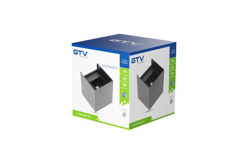 Decor MISSOURI-K LED-lamp 7W 540lm AC220-240V 50/60 Hz PF>0.5 Ra≥80 IP54 IK08 4000K vierkant zwart. 1208962994