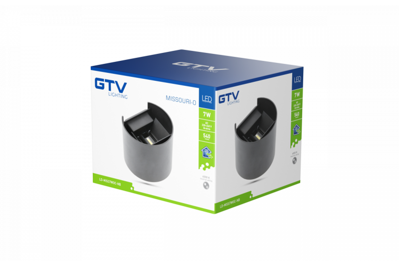 Decor MISSOURI-O LED-lamp 7W 540lm AC220-240V 50/60 Hz PF>0.5 Ra≥80 IP54 IK08 4000K rond zwart. 1208962996