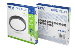LED fixture ORIS PLUS, downlight, 24W, black, 4000K, 2000lm, AC220-240V, surface mounted, IP20, 120° 1208963055