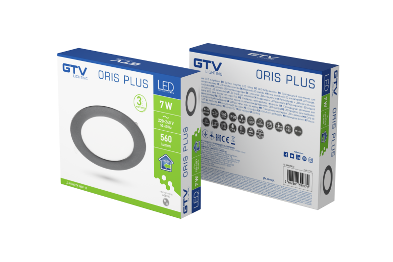 LED fixture ORIS PLUS, downlight, 7W, black, 4000K, 560lm, AC220-240V, recessed, IP20, 120° 1208963064