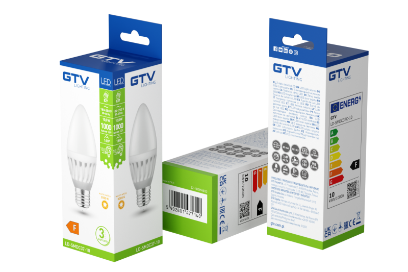 LED LIGHT SOURCE, CERAMIC, A-G, C37, 3000K, E14, 10.0W, AC180-250V, 160°, 1000lm, 80mA 1208963154