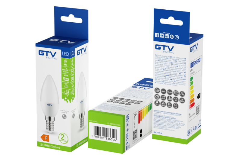 LED bulb, C30,   SMD 2835, 4000K, E14, 6W, AC220-240V, beam angle 160°, 470 lm, 52 mA 1208963159