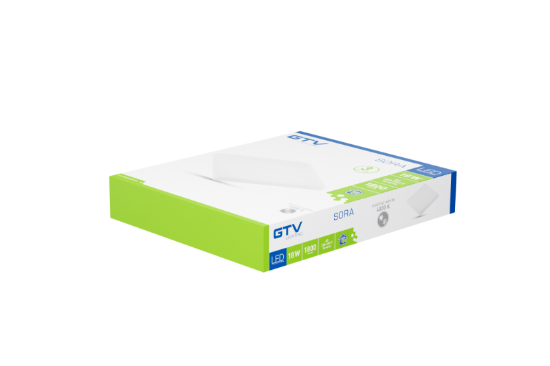 SORA LED downlight, IP54, 18W, 1800lm, AC220-240V, 50/60Hz, 120°, 4000K, recessed, square 1208963171