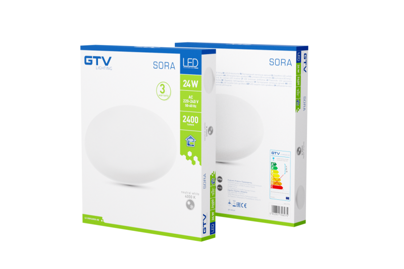 SORA LED downlight, IP54, 24W, 2400lm, AC220-240V, 50/60Hz, 120°, 4000K, recessed, circular 1208963174