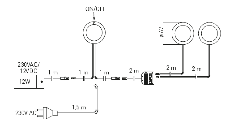 Decor cucina Keukenverlichingset met 3 spots met schakelaar verlichting warm wit 1208963267