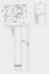Inklapbare tafelpoot wit 71cm hoog 50mm diameter en 2cm verstelbaar 1208963574