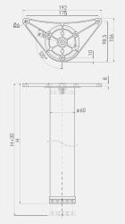 Tafelpoot rond zwart 71cm hoog verstelbaar 3cm met poot diameter 6cm 1208963584