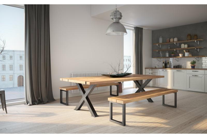 Table leg INDUSTRIA 710 mm x 820 mm, cross, profile 80 x 40 mm, black 1208963606