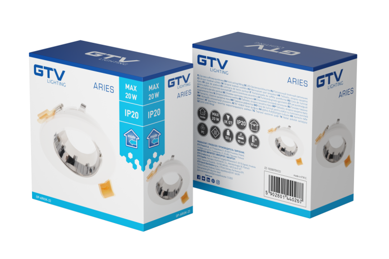 Decor Plafondspot ARIES IP20 φ 90*30mm rond wit/zwart-chroom 1208963711