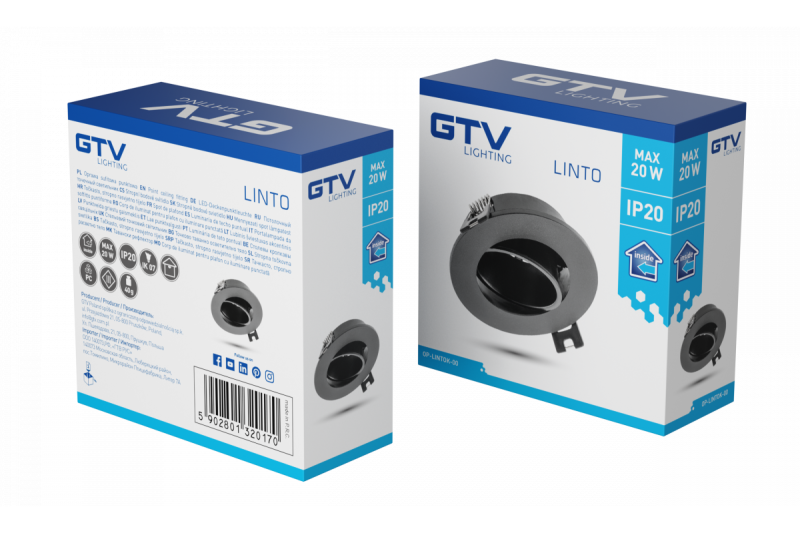 Decor Plafondspot armatuur LINTO IP20 rond Ø90x29mm zwart. 1208963726