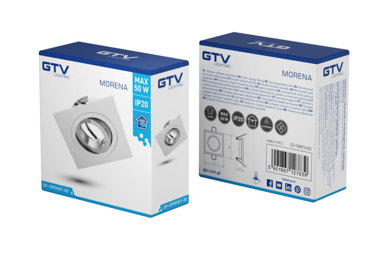 Decor MORENA plafondspot armatuur IP20 vierkant inox 1208963732