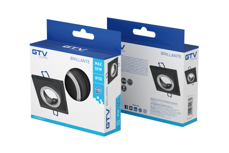 Decor BRILLANTE plafondspot armatuur glas zwart kristal vierkant 1208963735