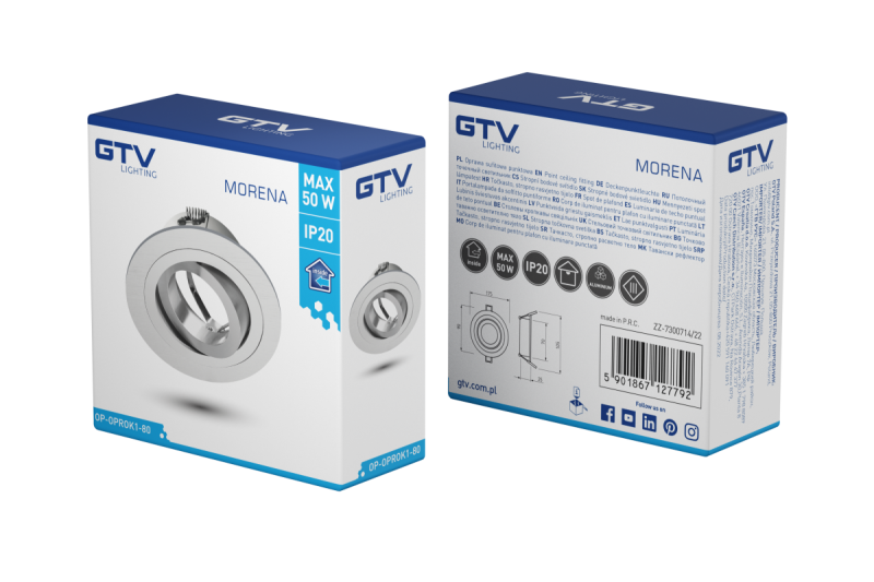 Decor MORENA plafondspot armatuur IP20 rond inox 1208963737