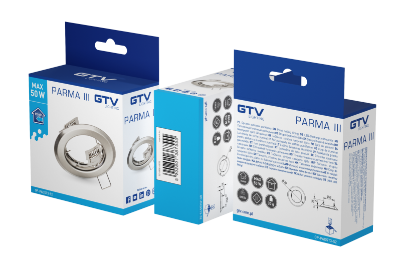 Decor Plafondspot PARMA III IP20 rond inox. 1208963757