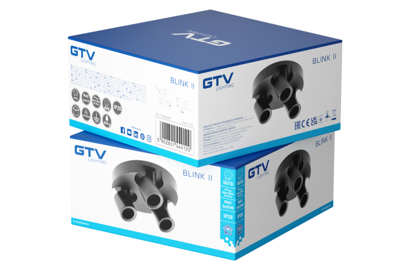 Decor Plafondarmatuur BLINK II max. 250V 50/60 Hz GU10 max. 20W*3 IP 20 triple zwart 1208963848