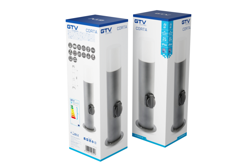 Decor CORTA-P 40 tuinlamp E27 MAX.25W IP44 AC220-240V 50-60Hz stopcontact max. 3000W paal grafiet. 1208963861