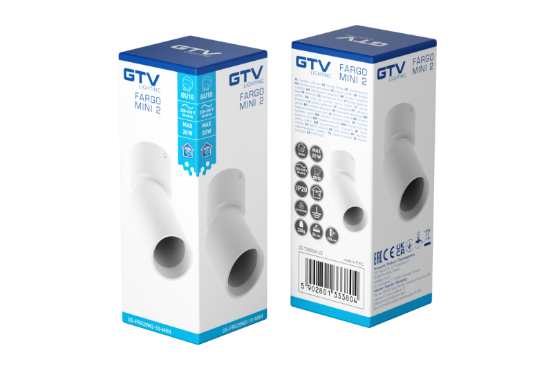 Decor Plafondarmatuur FARGO MINI 2 aluminium 56x150mm IP20 max 20W rond wit. 1208963882