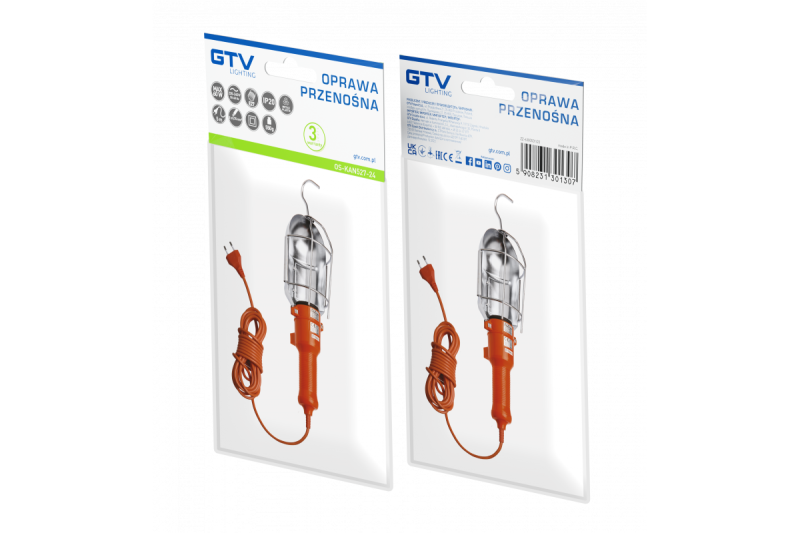 Portable  luminaire, E27, 5m, max 60W, orange 1208963903