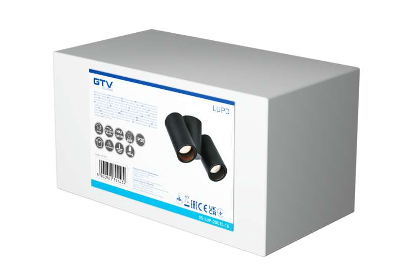 Decor Plafondarmatuur LUPO aluminium 17.5x5.6x11.5 IP20 2*GU10 max. 50W rond zwart. 1208963926