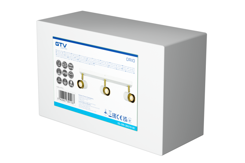 Decor Plafondarmatuur ORIO aluminium 43.0x5.5x14.0 IP20 3*GU10 max. 50W rond wit. 1208963966