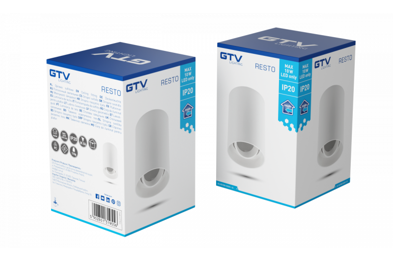 Decor Plafondlamp armatuur RESTO PC φ80x125mm IP20 max 20W rond wit. 1208963986