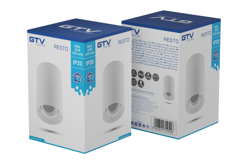 Decor Plafondlamp armatuur RESTO PC φ80x125mm IP20 max 20W rond wit. 1208963986