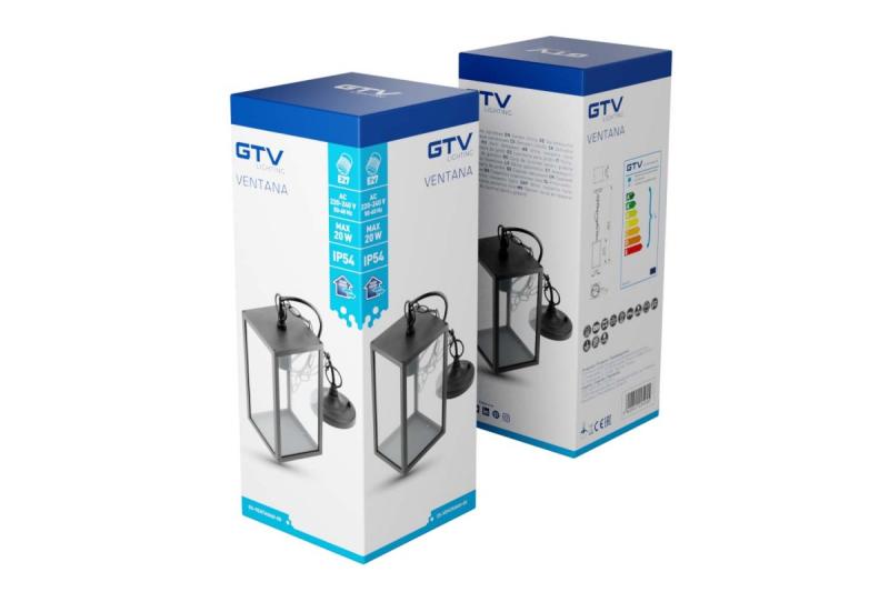 Decor Tuinarmatuur opgehangen VENTANA-H E27 MAX.20W IP54 AC220-240V 50-60Hz zwart. 1208964047