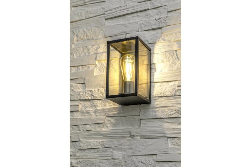 Decor Tuinarmatuur VENTANA-AU E27 MAX.20W IP54 AC220-240V 50-60Hz bovenste wandlamp recht zwart. 1208964048
