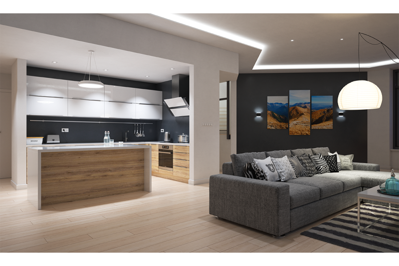 LED PROFILE GLAX ceiling for GK panels 3m + technical casing, non-anodized 1208964080