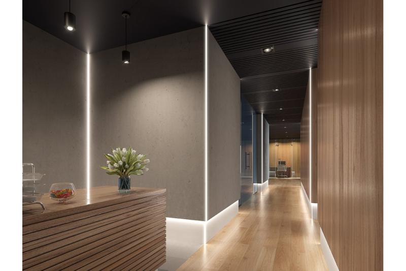 LED profile GLAX angled, external for GK boards 3m + technical casing, non-anodized 1208964084