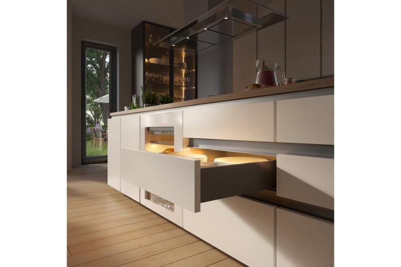 Aluminum profile, handleless system VELLO with LED function, L, inox, length 3 m 1208964218