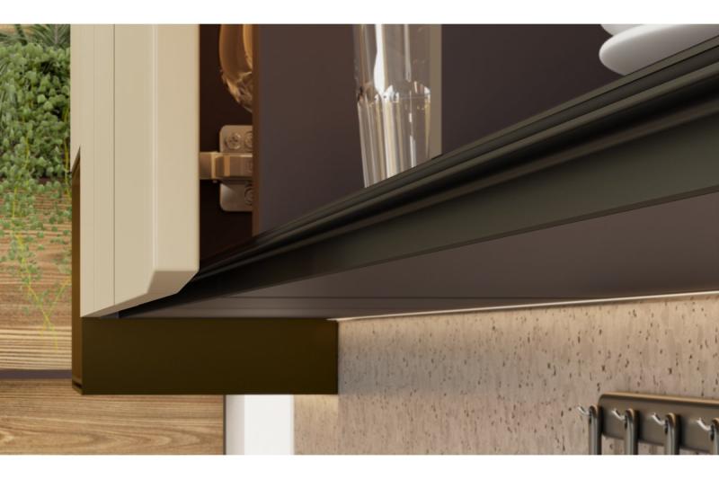 GTV VELLO profile, handleless system, retain, L=3000 mm, 18 mm, Al, black 1208964240