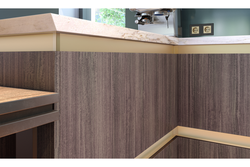 GTV VELLO profile, handleless system, wreath, L=3000 mm, 18 mm, Al, gold 1208964241