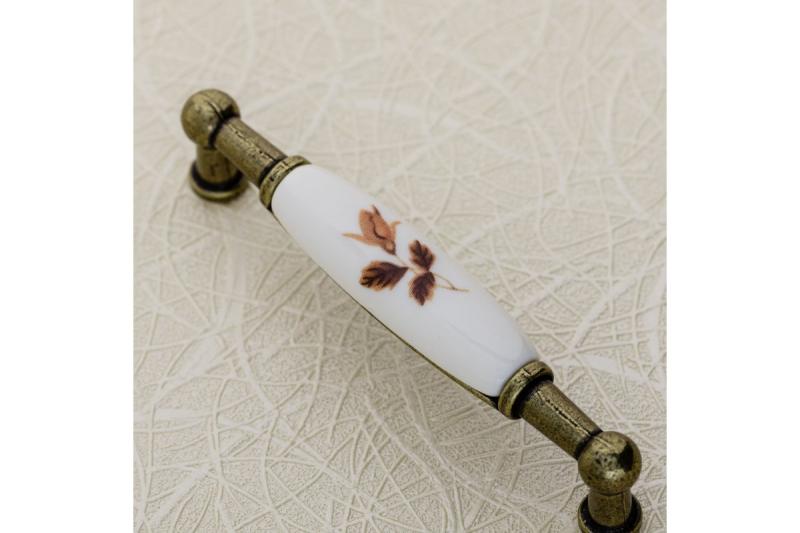 Porcelain handle 728B C=96mm antique brass B-autumn rose 1208965694