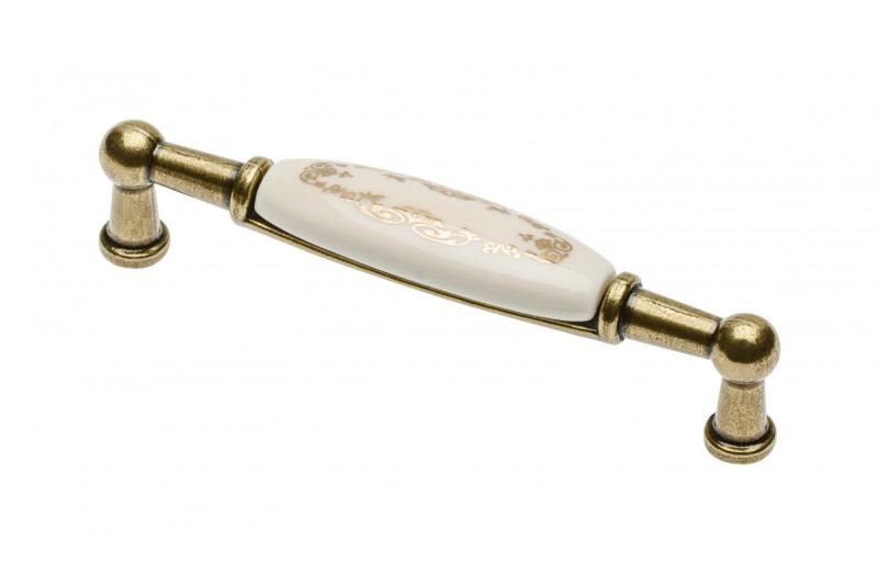Porcelain handle 728B C=96mm antique brass X-gold ornament 1208965697
